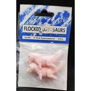 Pink Dinosaur Figure Toy Vintage Flocked Tyrannosaurus T-Rex